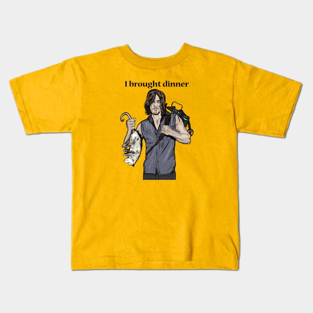 Daryl Brought Dinner Kids T-Shirt by FanboyMuseum